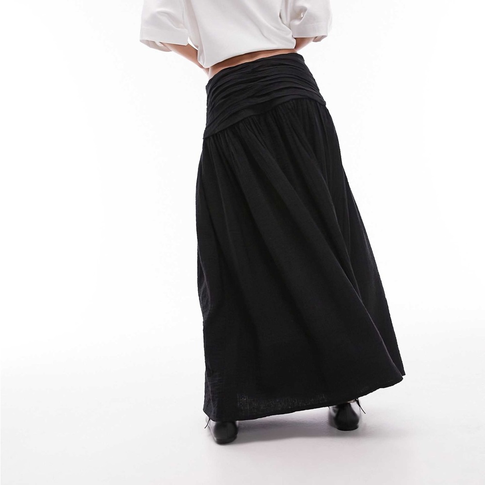 Topshop (ASOS) ruch waistband full hem maxi skirt in black